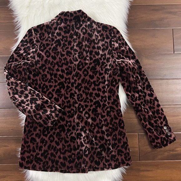 J. Crew Size 2 Velvet Leopard Print Drapey Double Breasted Blazer Jacket J9067 - Picture 7 of 9